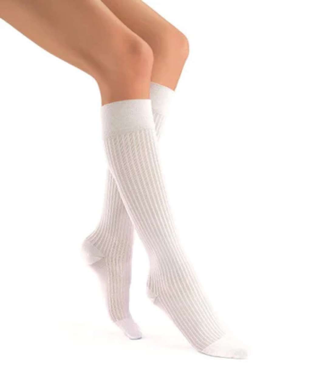 JOBST SoSoft Ribbed Pattern Knee High Socks 8-15mmHg (White) Small