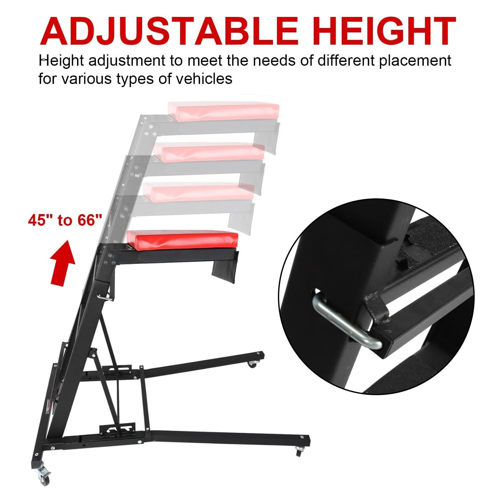 45 to 66 in Adjustable Height Foldable Automotive Engine Topside Rolling Creeper