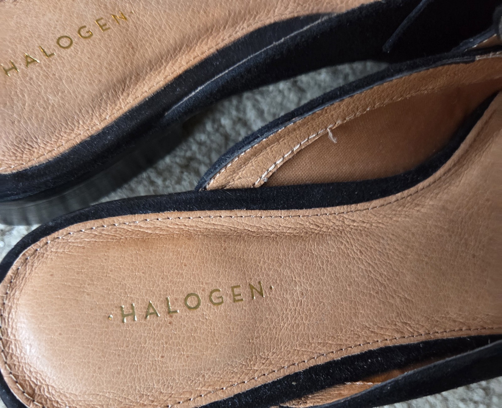 Halogen Black Leather Suede Slides Loafers Mules 8.5