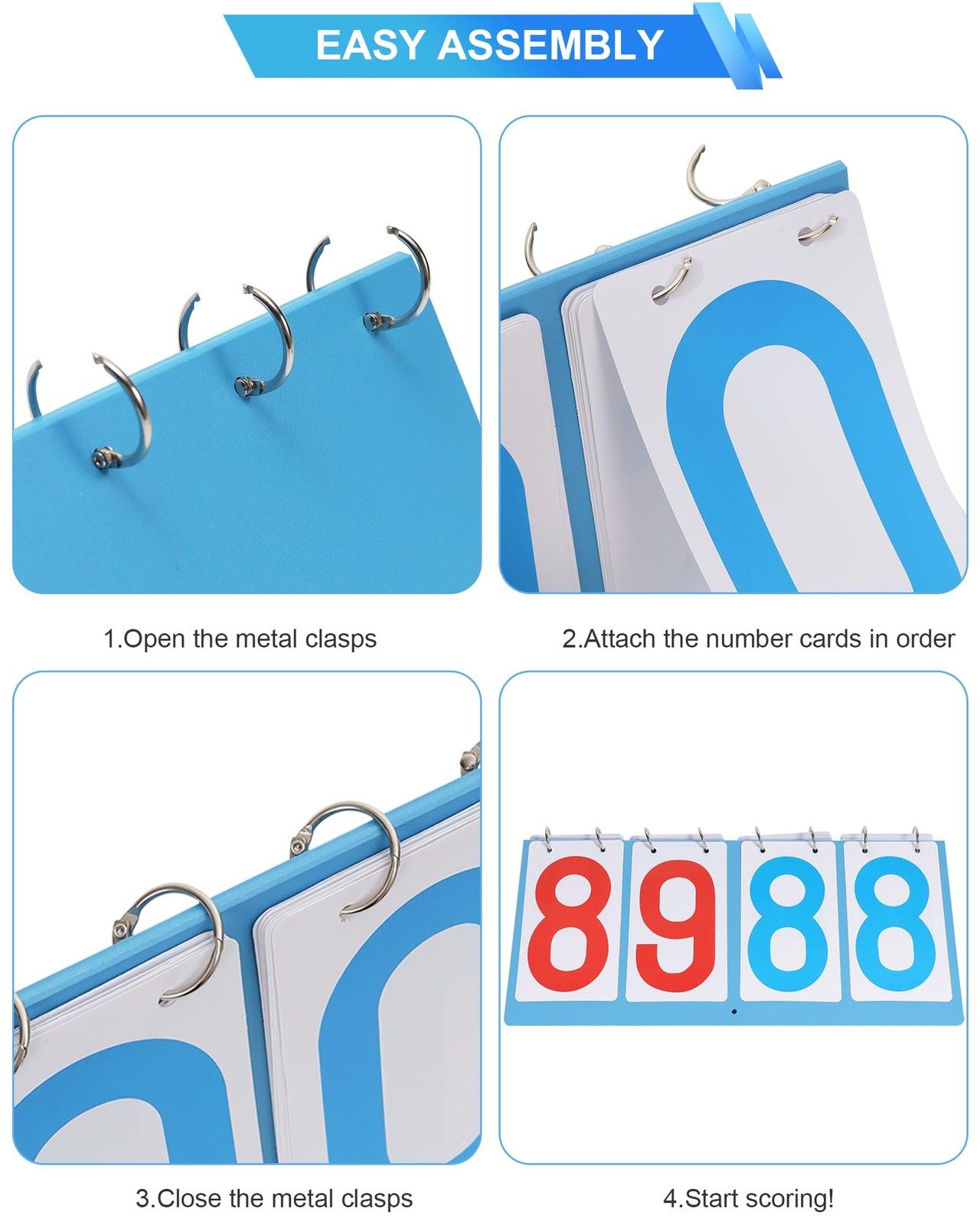 TTeebmi Scoreboard Score Keeper Flip Flipper, Waterproof Plastic Cards, Premi...