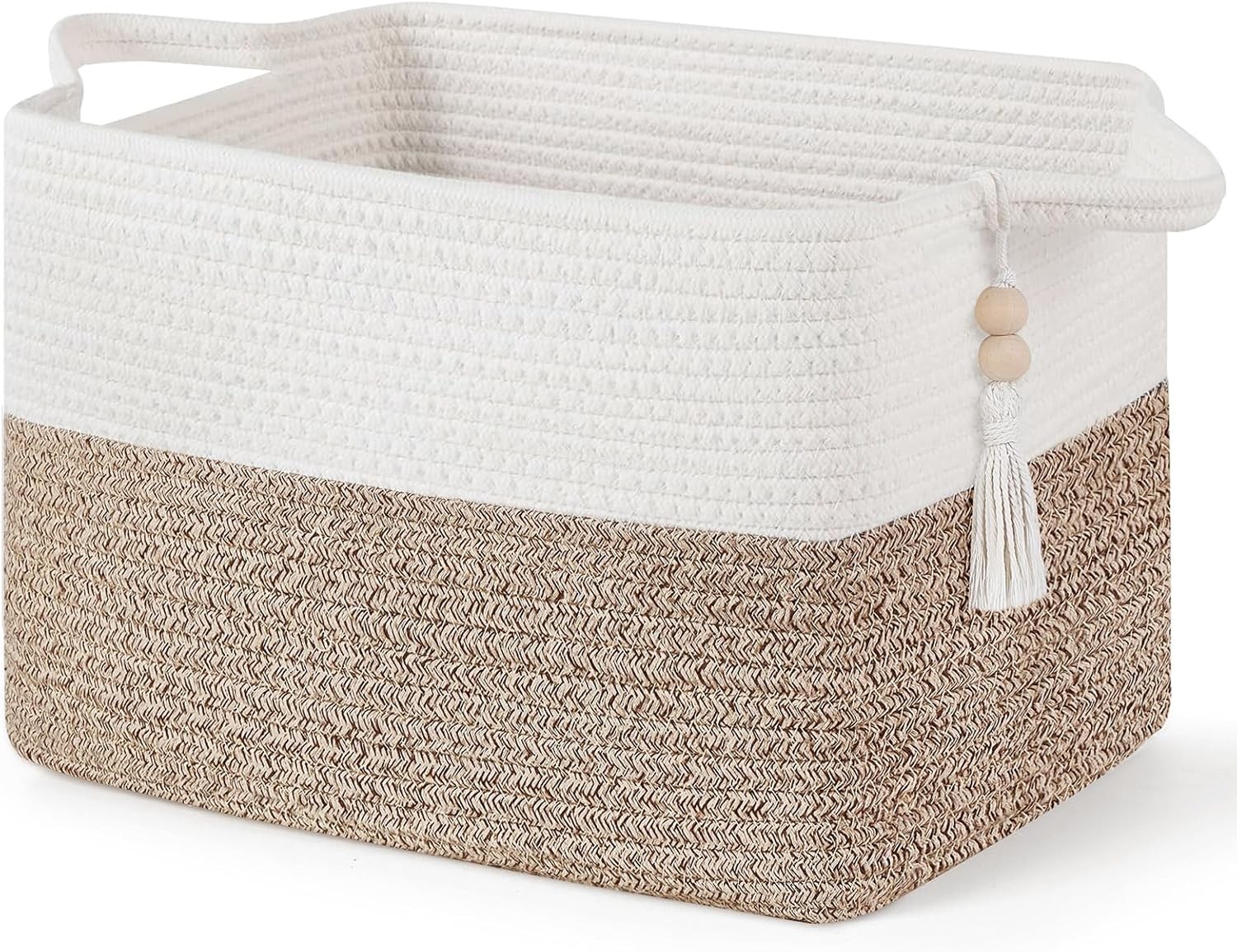 Woven Storage Basket, Cube Cotton Rope Basket for Shelves, Clothes, Toys, Towels