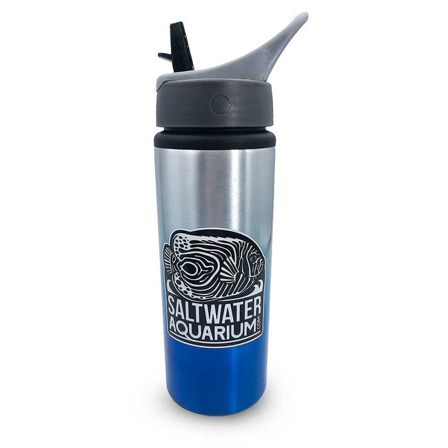 SaltwaterAquarium.com Sheen 24-Ounce Two-Tone Aluminum Water Bottle w/White Log