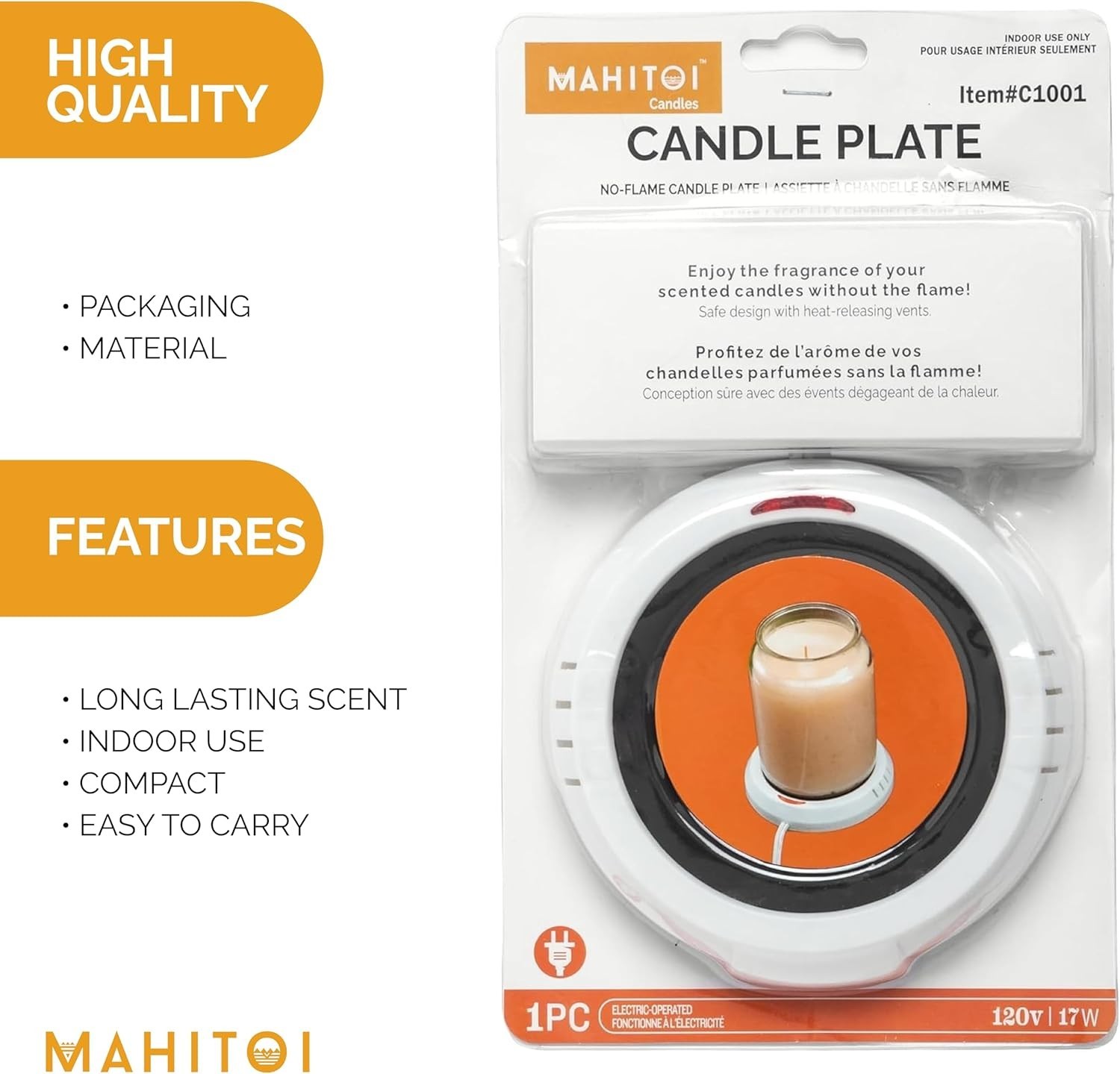 Durable Heavy Portable Large Warmer Safe Plate for Candle Jar & Large, White