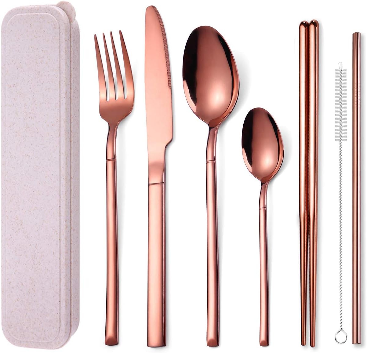 7 Pieces Stainl Steel Flatware Set Portable Reble Cutlery