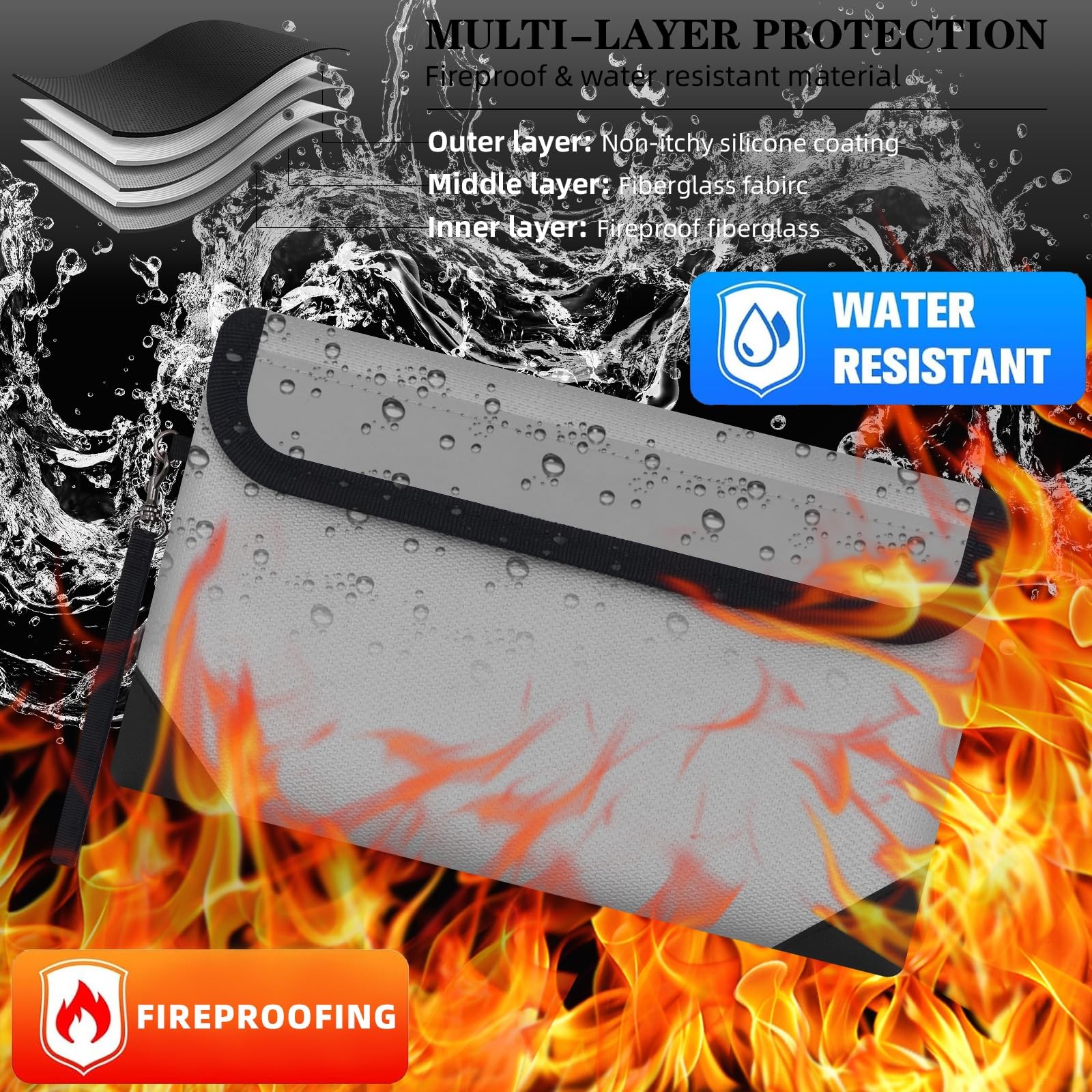Small Money Bag 2 Pack (8.3“ × 5.1”)，Zippered Fireproof Waterproof Document B...