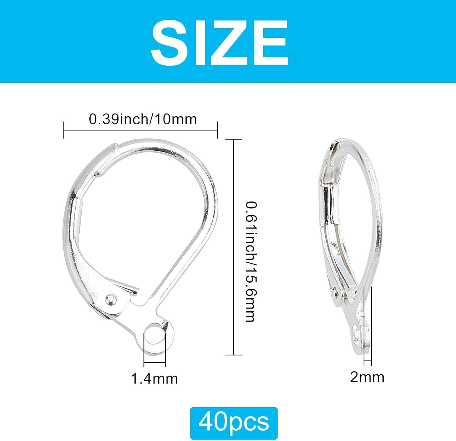 40Pcs Leverback Earrings Hooks Toggle Earring Clasps Lever Back Earring Hooks Ea