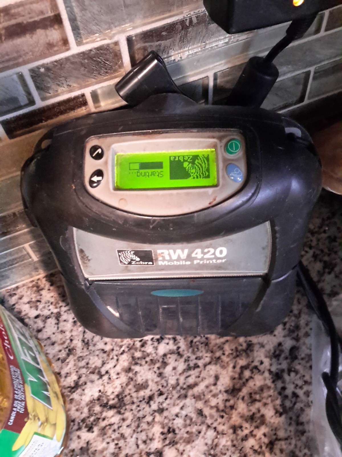 Zebra RW420 Mobile Barcode Thermal Printer w/ Battery Charger LI72   WORKS