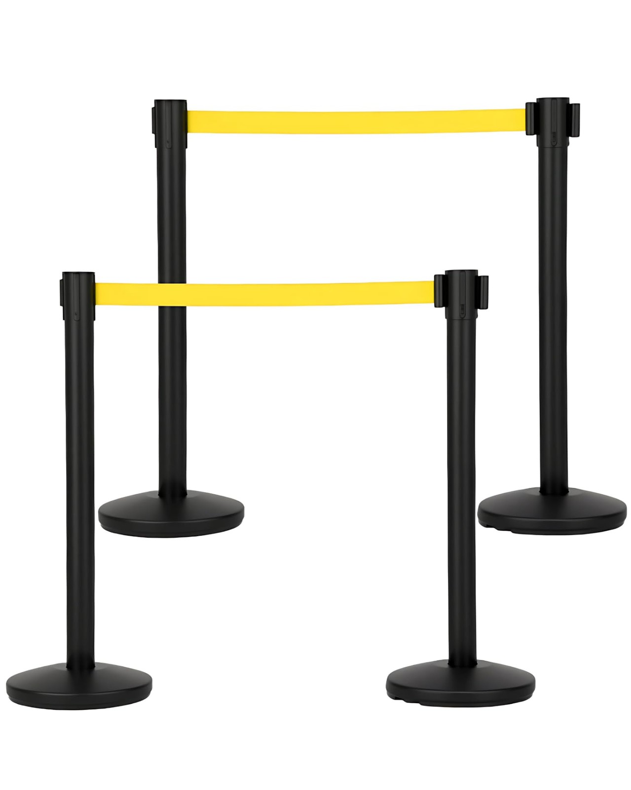 4 Pack Crowd Control Stanchions 6.6ft Retractable Belt Heavy Duty Weighted Base