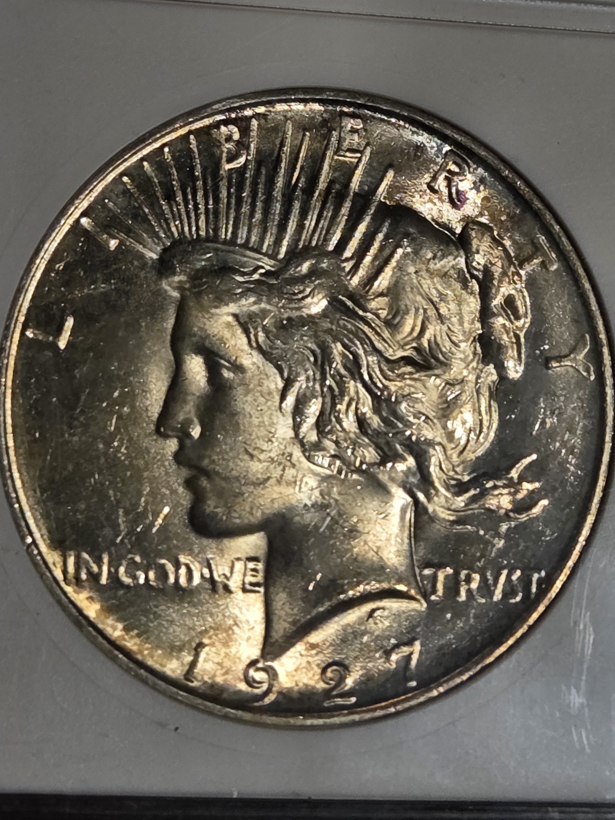 1927 D $1 Peace Dollar ANACS MS62 "Soapbox" Toned 638925