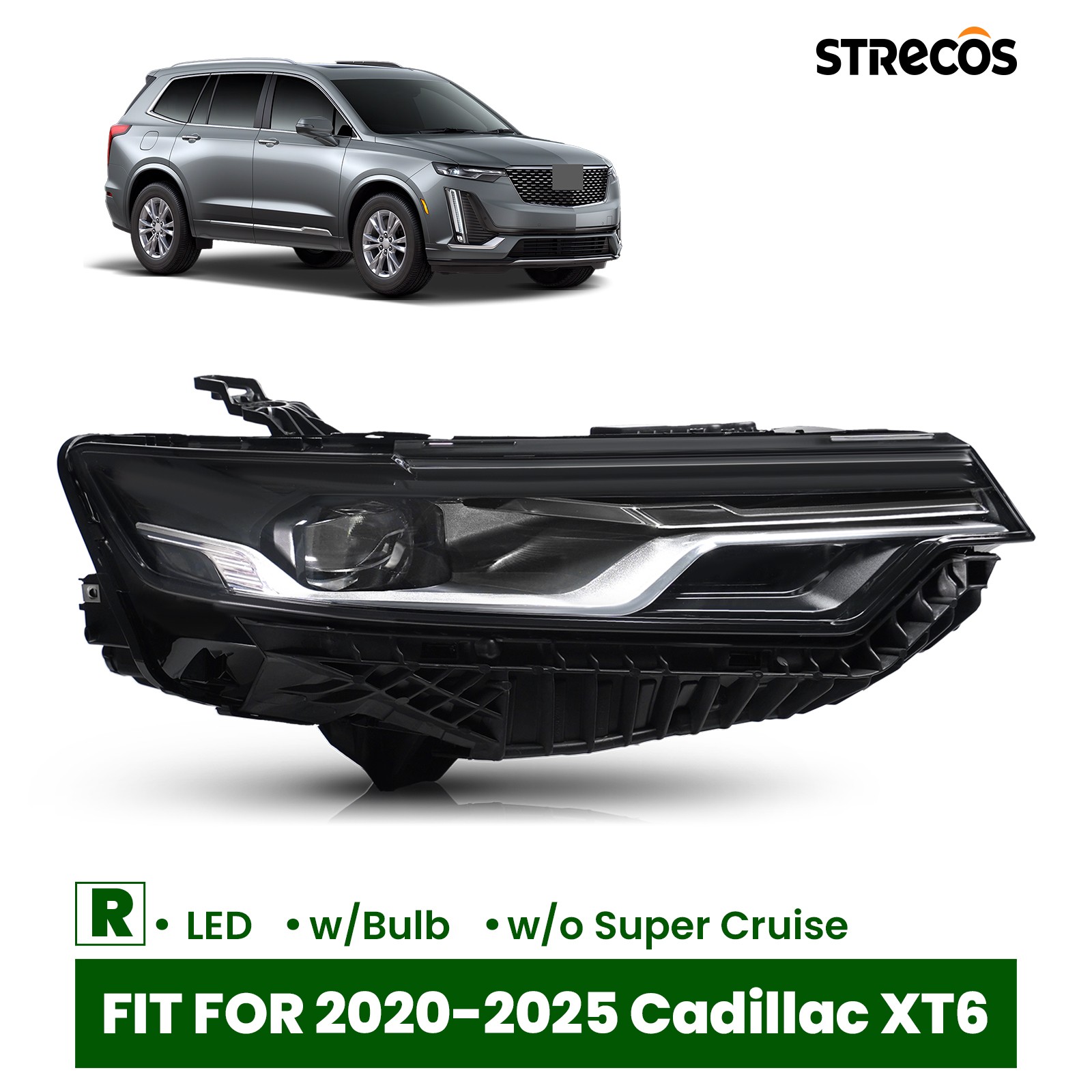 LED Headlight Assembly For Cadillac XT6 2020-2025 w/ Bulbs Passenger Right Side