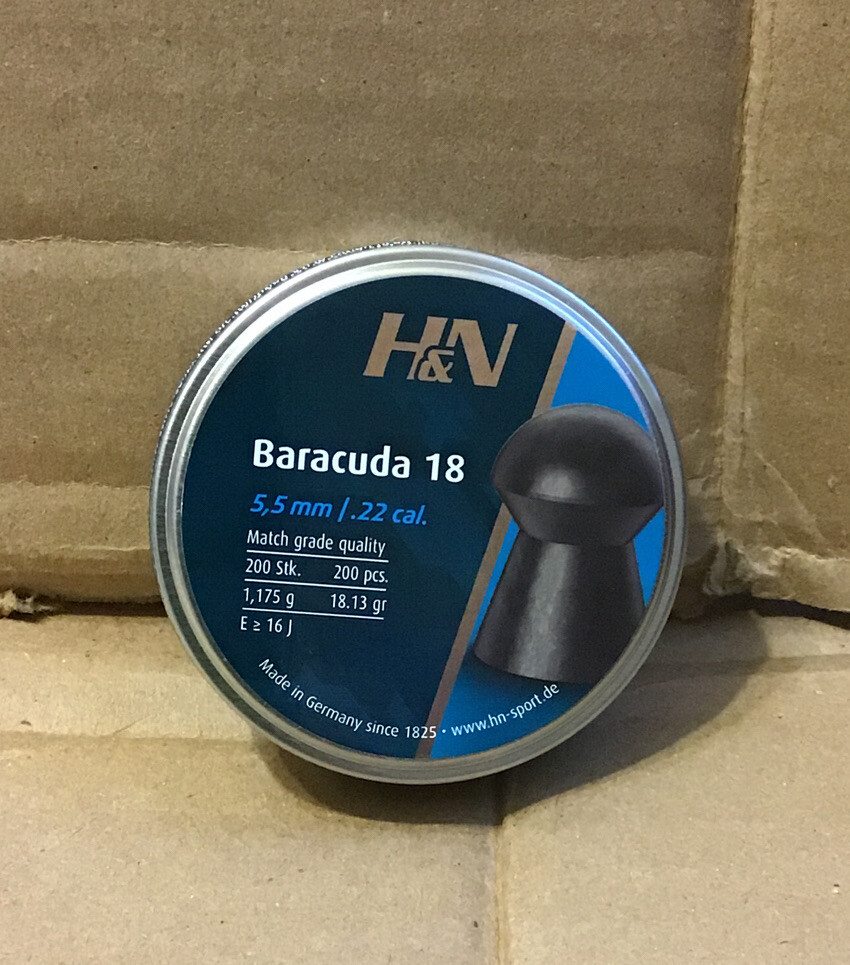 H&N Baracuda 18 .22 Caliber Airgun Pellets 200ct 18.13gr