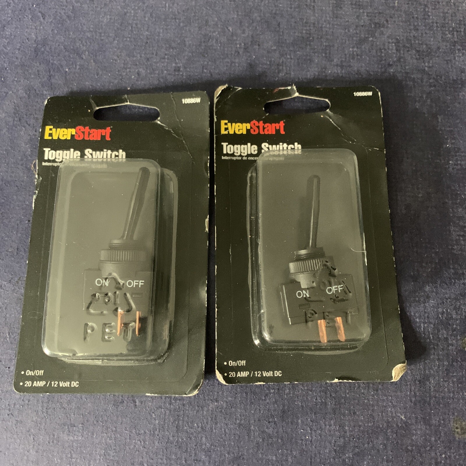 2 X EverStart Plastic Toggle Switches - Black 10886w 20 AMP