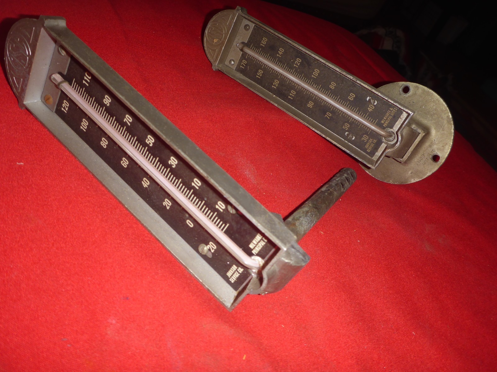 Vintage Industrial Johnson Service JSC Industrial Boiler Thermometer Stream Punk