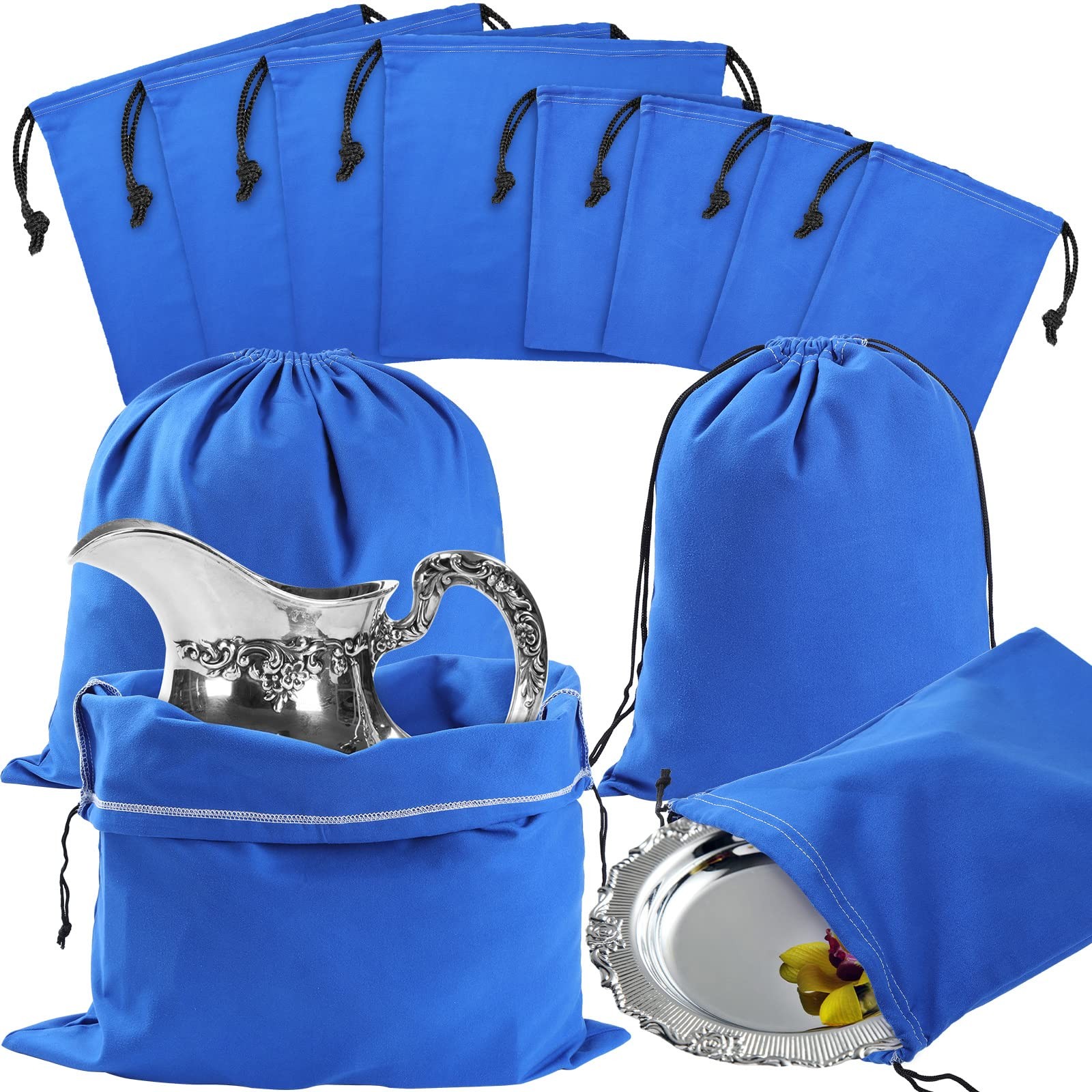 Fumete 8 Pcs Silver Storage Bags Anti Tarnish 18" x Large, Blue