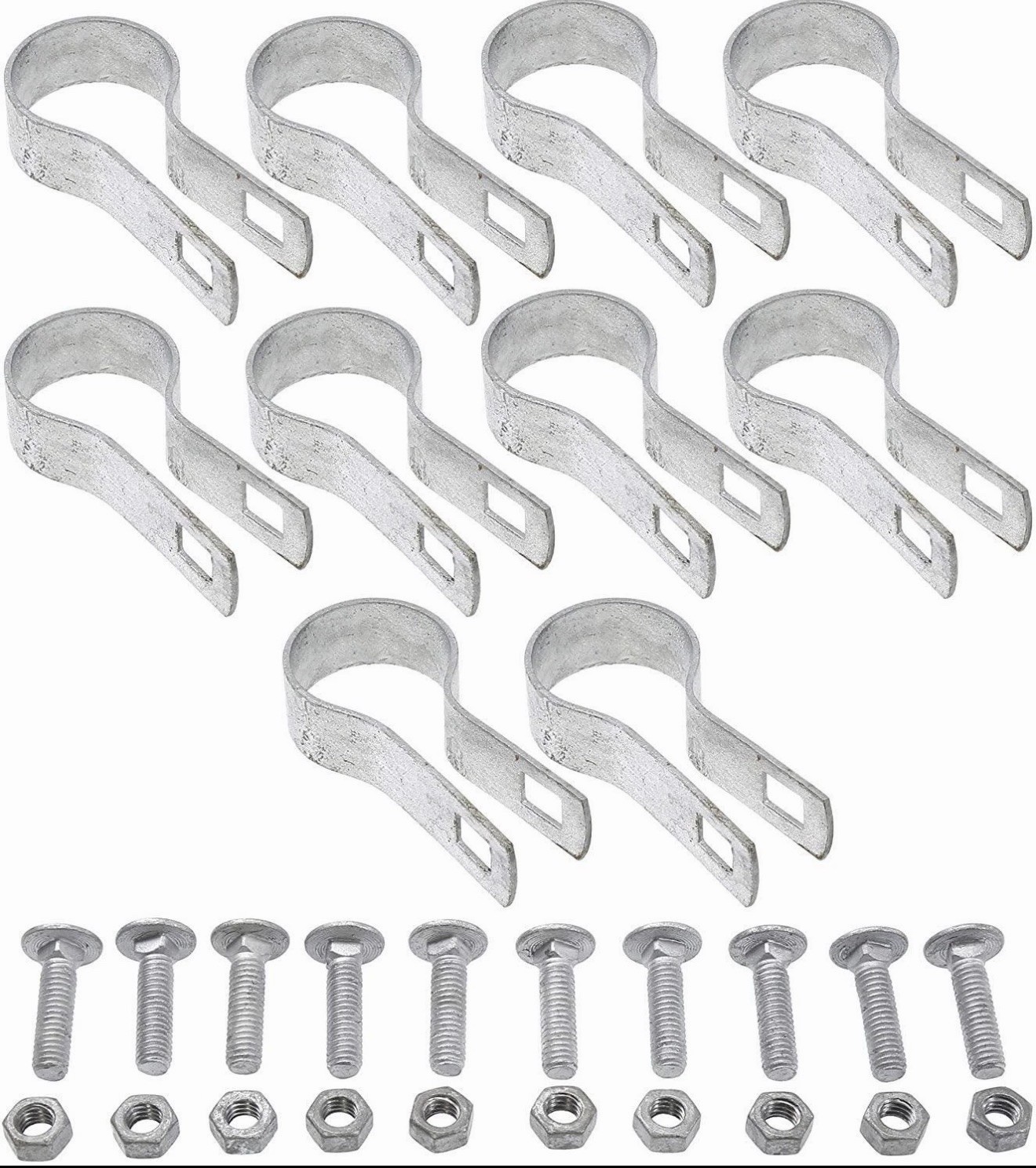 1 3/8” Tension bands For Chainlink Fence With Nuts And Bolts - 10 Pack
