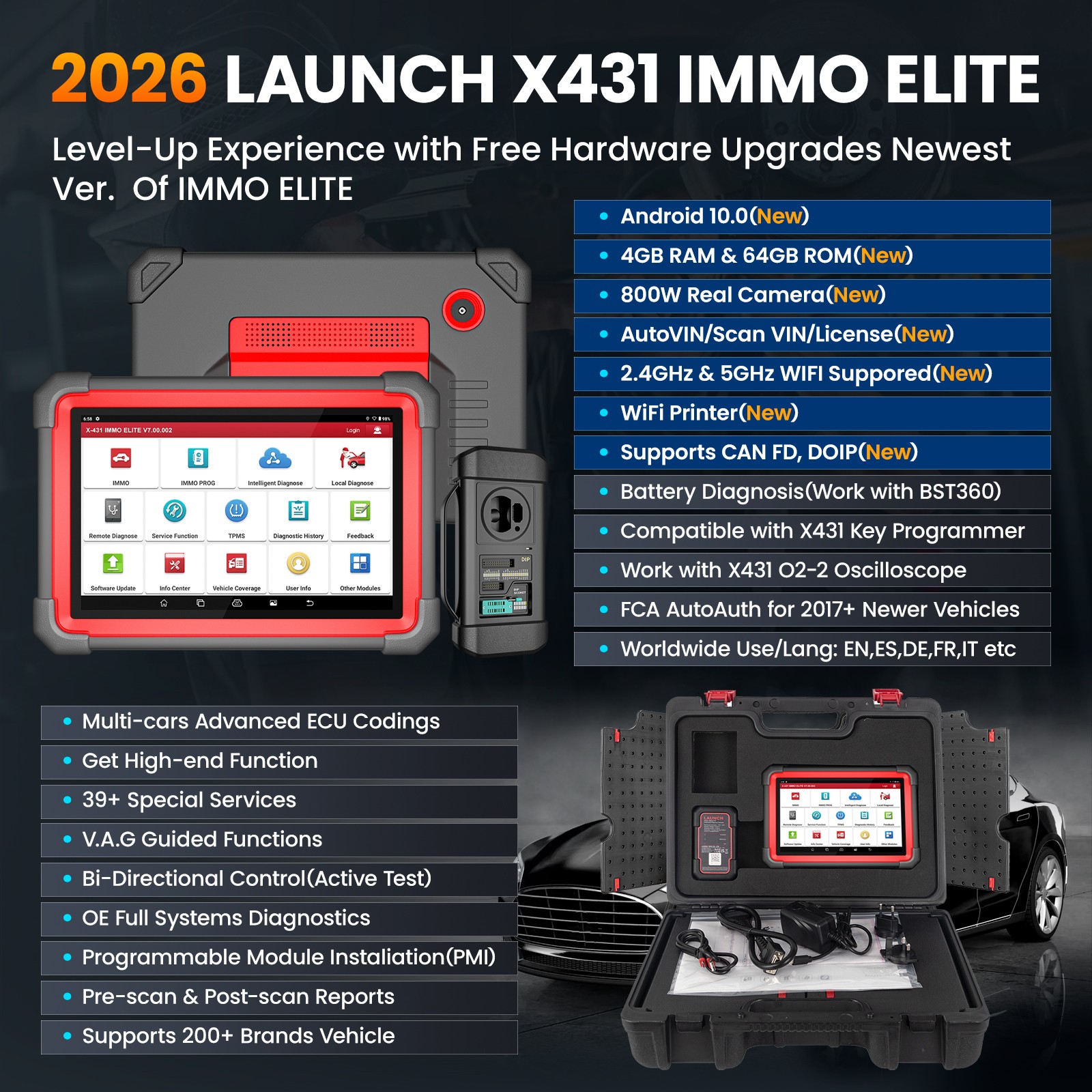 LAUNCH X431 IMMO ELITE PLUS Car Diagnostic Scanner Tool Key Programming Clone