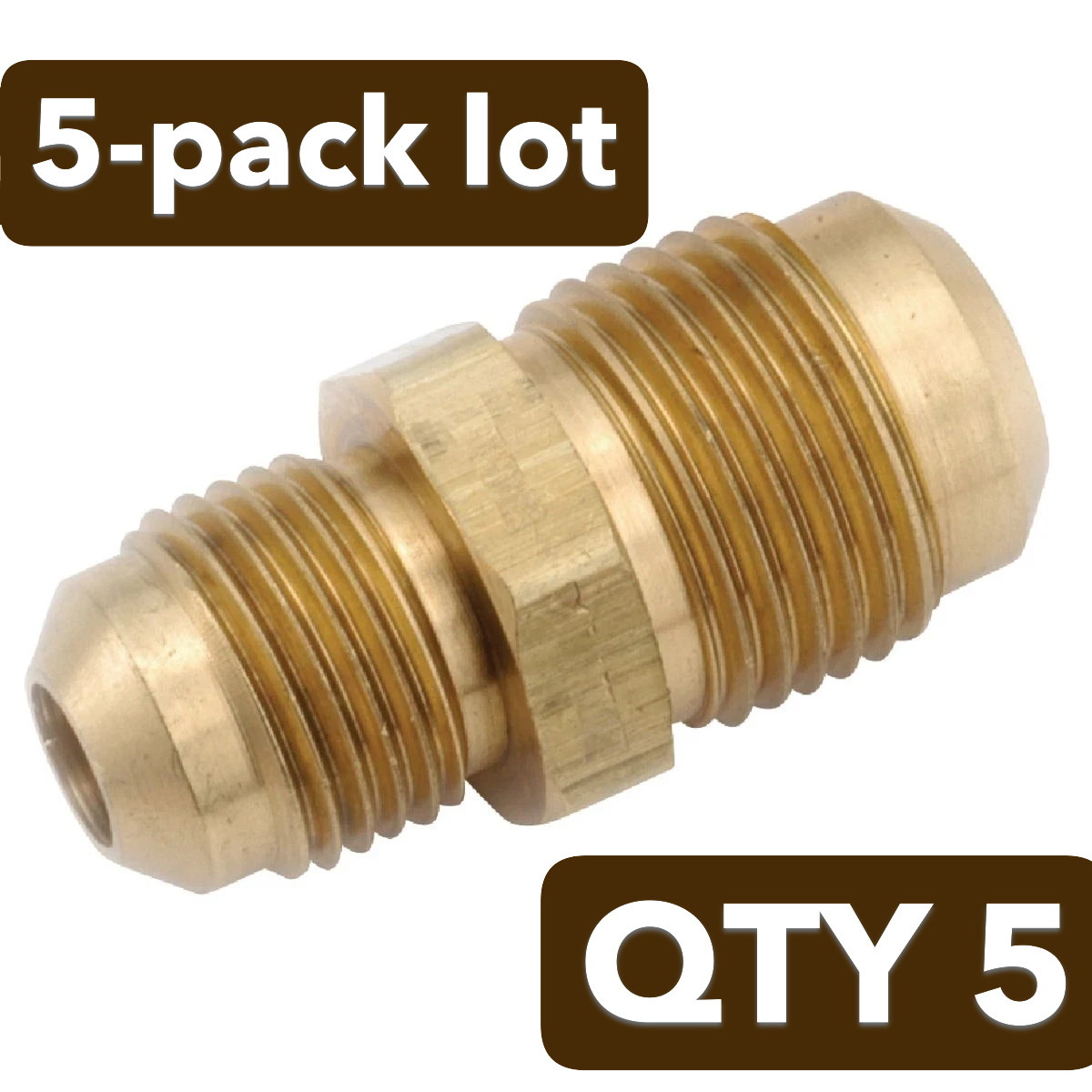 NEW 5-PACK lot Anderson Metals 5/8" x 3/8" Brass Low Lead Reducing Flare Union