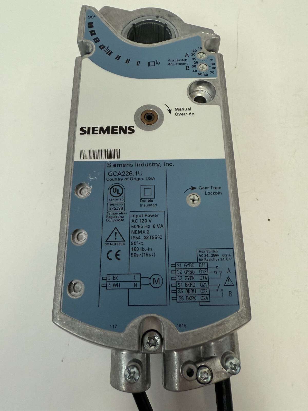 SIEMENS GCA226.1U OPEN AIR ACTUATOR