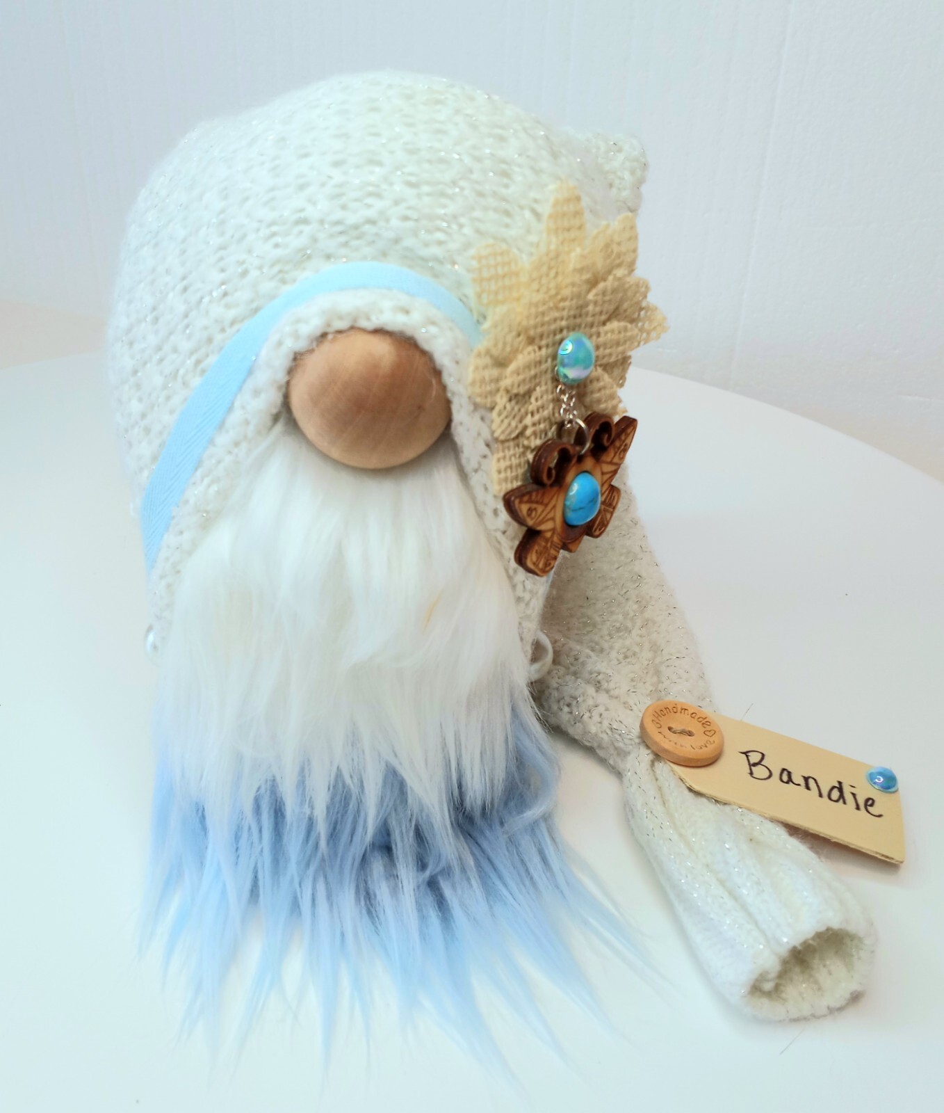 USA Handcrafted 'BANDIE' the GNOME by Rainbow Gnomes Shelf Sitter Sand Weighted