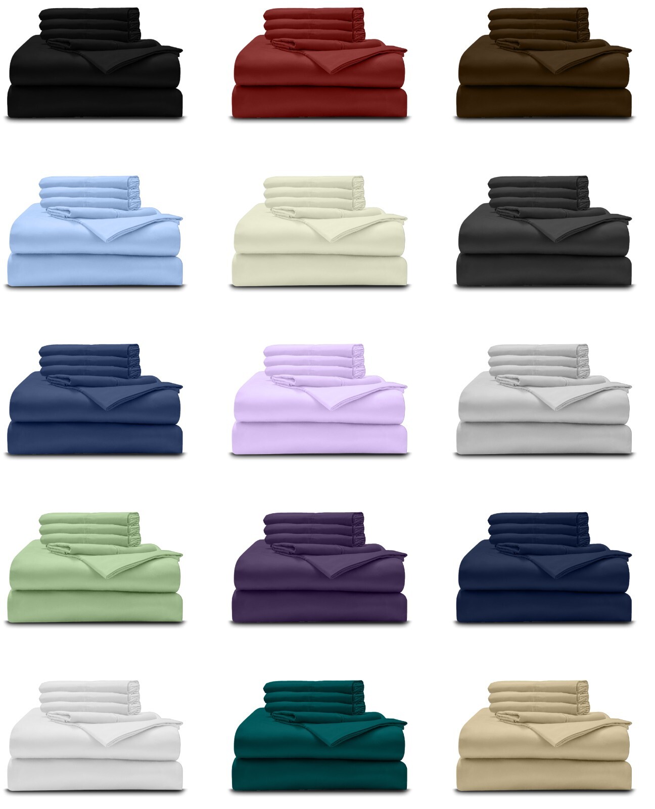 6-Piece Bed Sheet Set 1000 Thread Count 100% Pure Giza Cotton  15" Deep Pockets