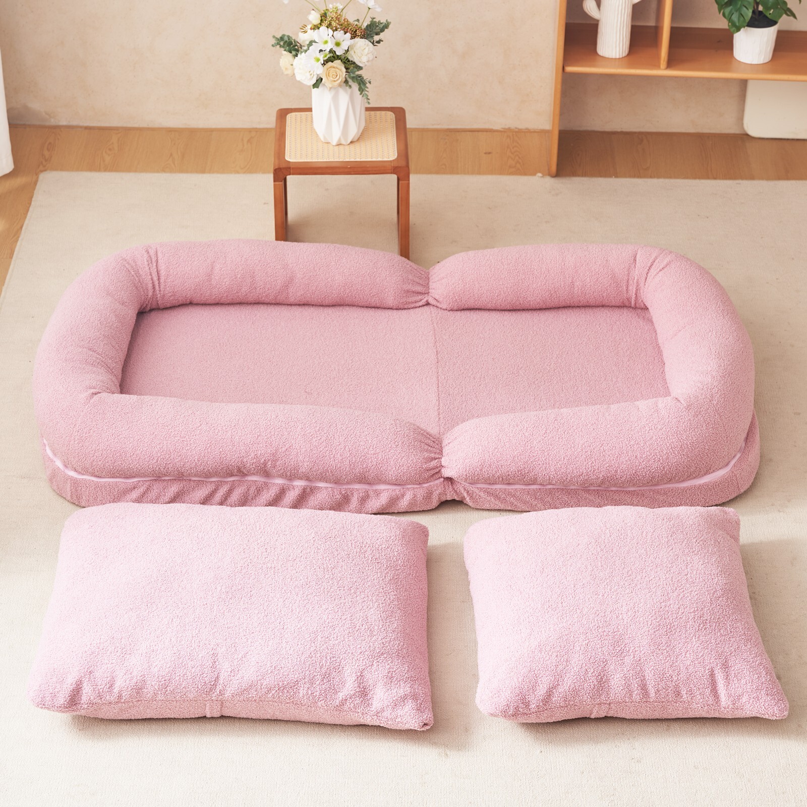 Triple Fold Down Sofa Bed,PINK