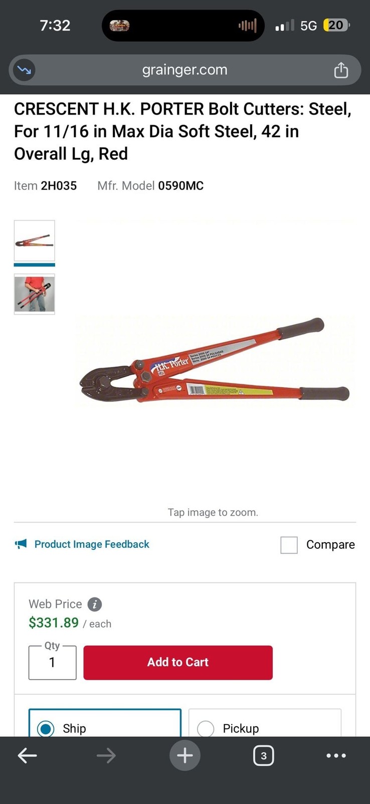 Crescent H.K. Porter Series 2000 24-Inch Bolt Cutters