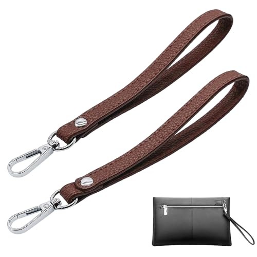Wristlet Strap, Leather Wrist Lanyard Hand Strap Replacement Silver Brown