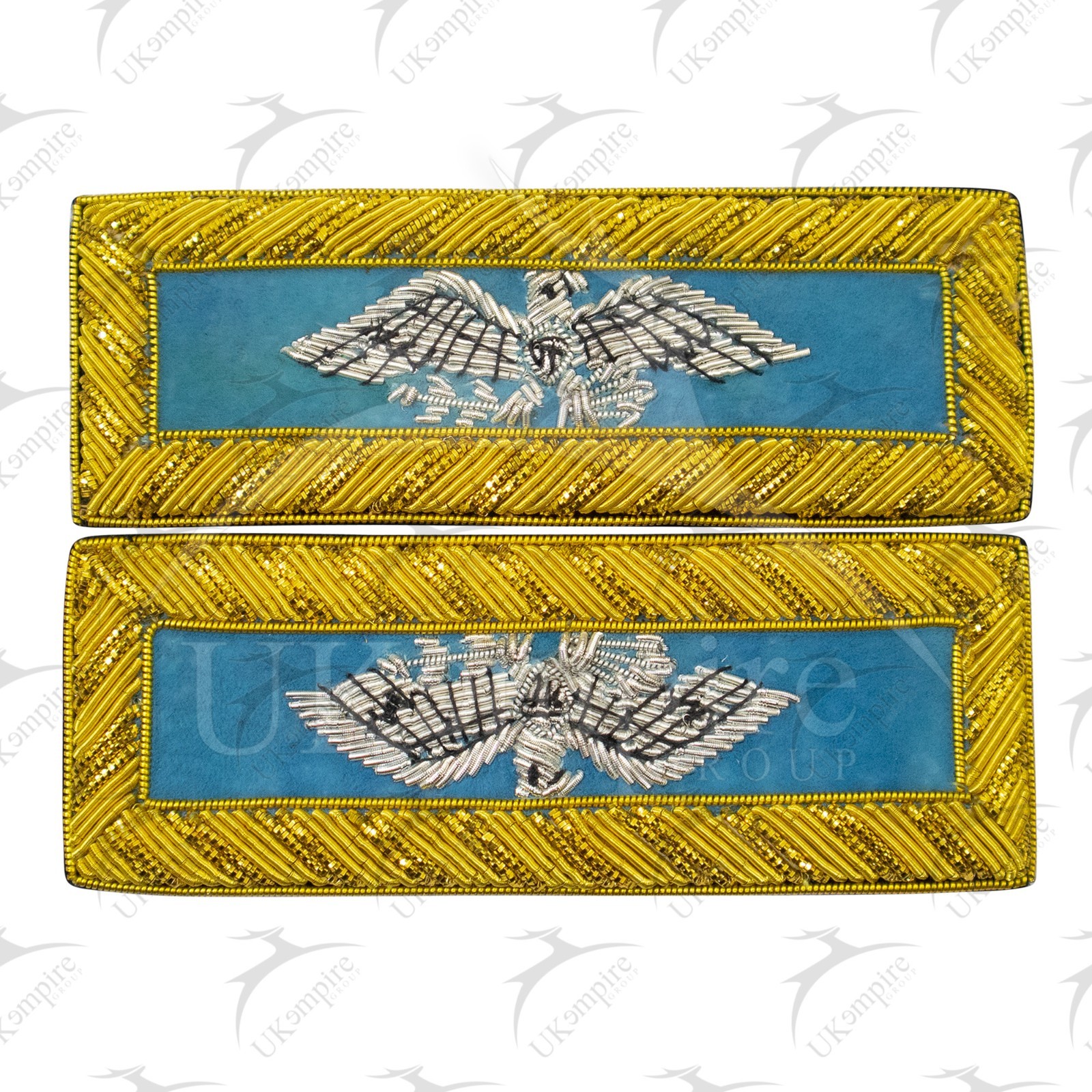 Civil War US Officer Shoulder Boards Colonel (Silver Eagle) Infantry Sky Blue