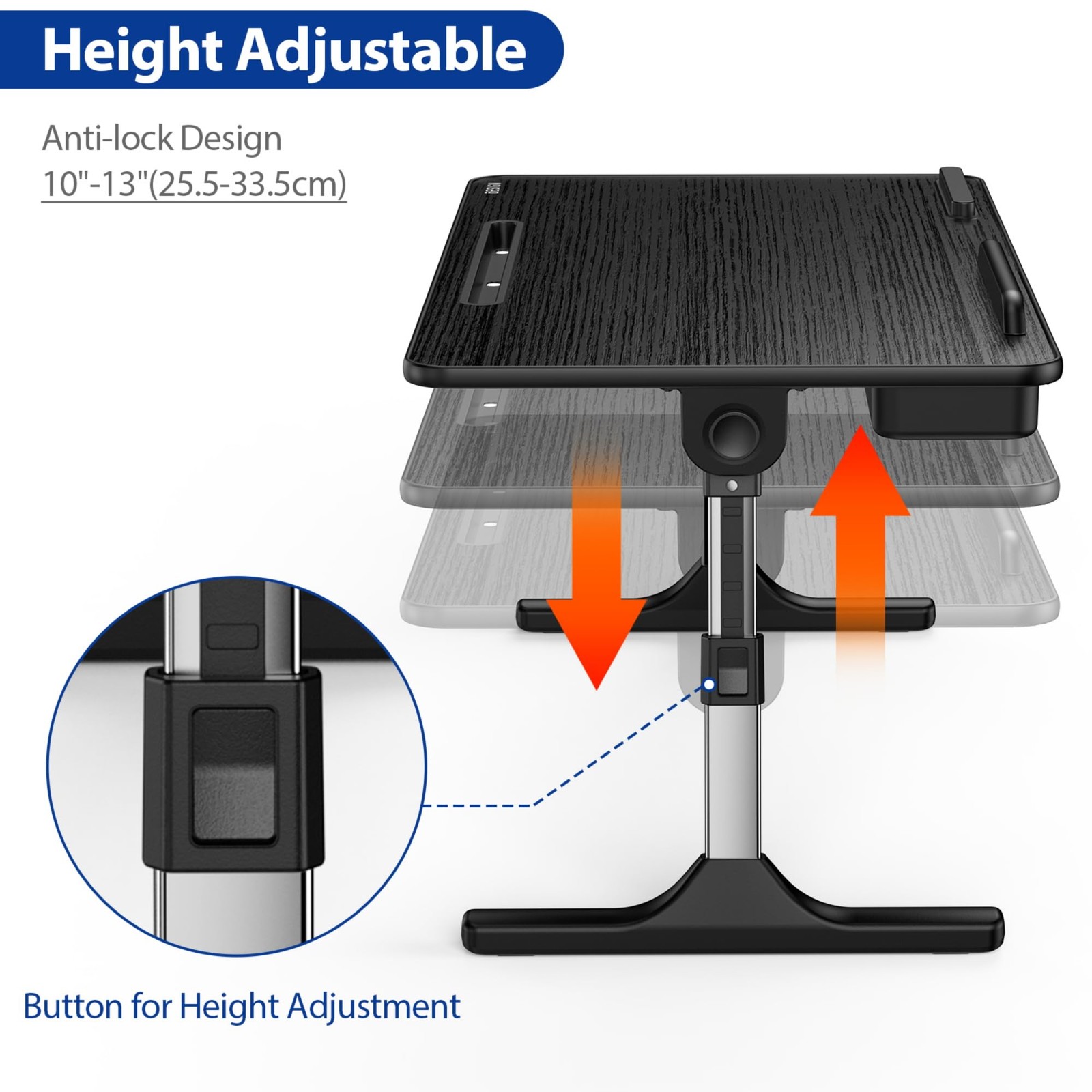 LT05 Adjustable Laptop Table, Lap Desk, Portable Standing Bed Desk, Foldable ...
