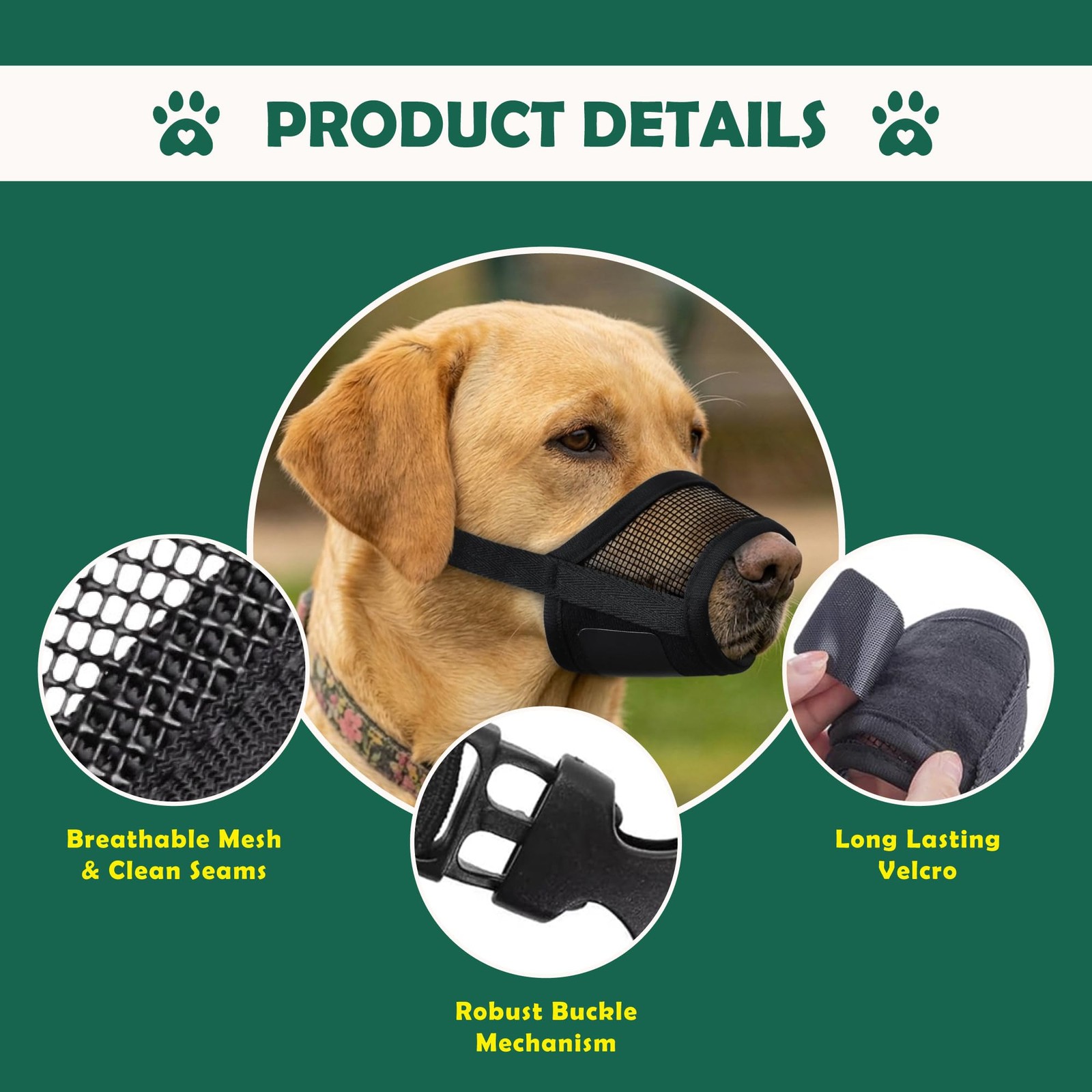 OHNSO Dog Muzzle for Small Dogs – Adjustable ( 4.7” - 5.9” ), Black
