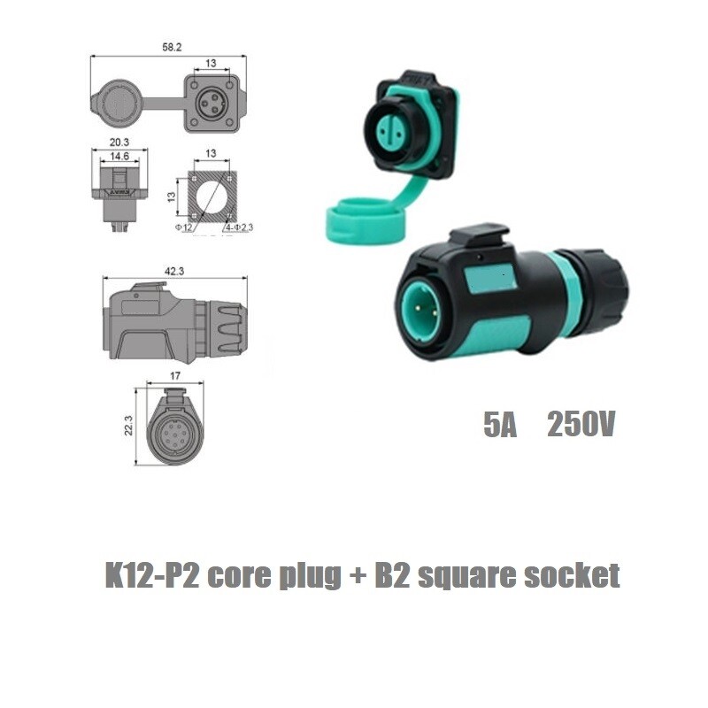K12-P2 Core plug A2Core rear nut socket B2Core square socket C2Connection socket