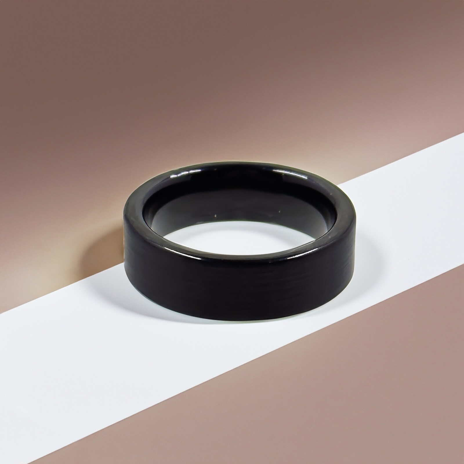 Black Tungsten Ring - Flat Edge - 6mm or 8mm