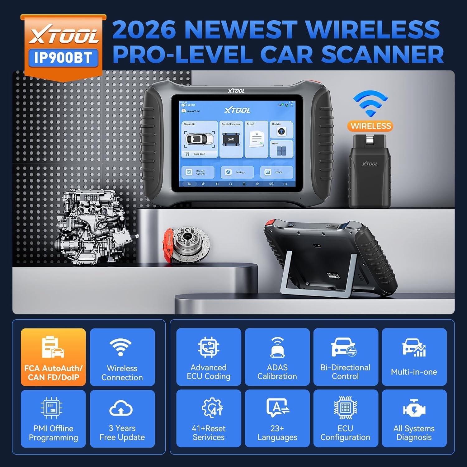 USED XTOOL IP900BT OBD2 Scanner AI-Assisted Wireless Diagnostic Tool Key Coding