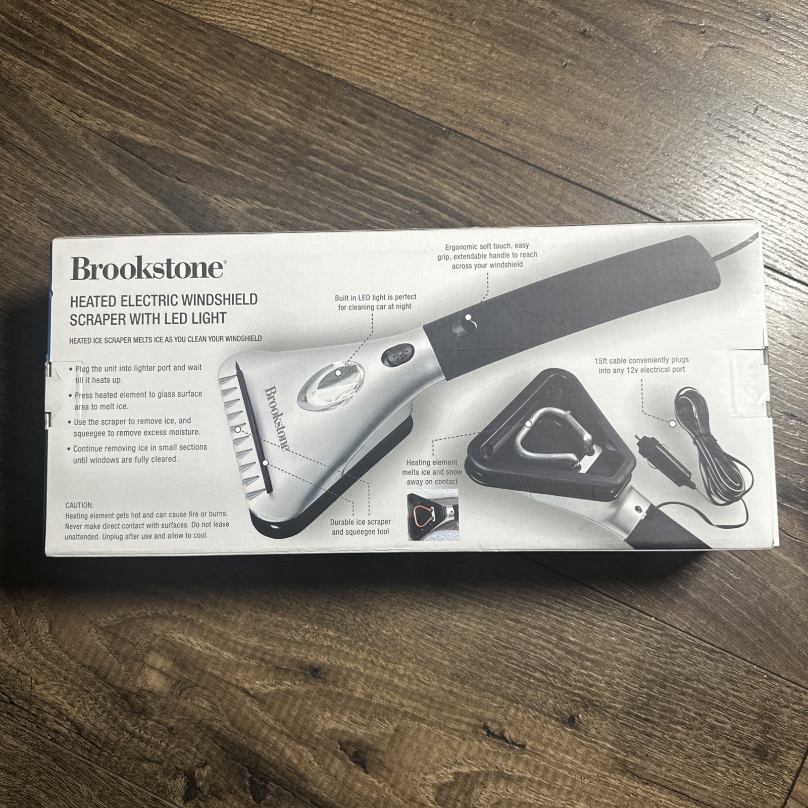 Brookstone Heated Electric Windshield Scraper with LED Light - Snow Ice Melter