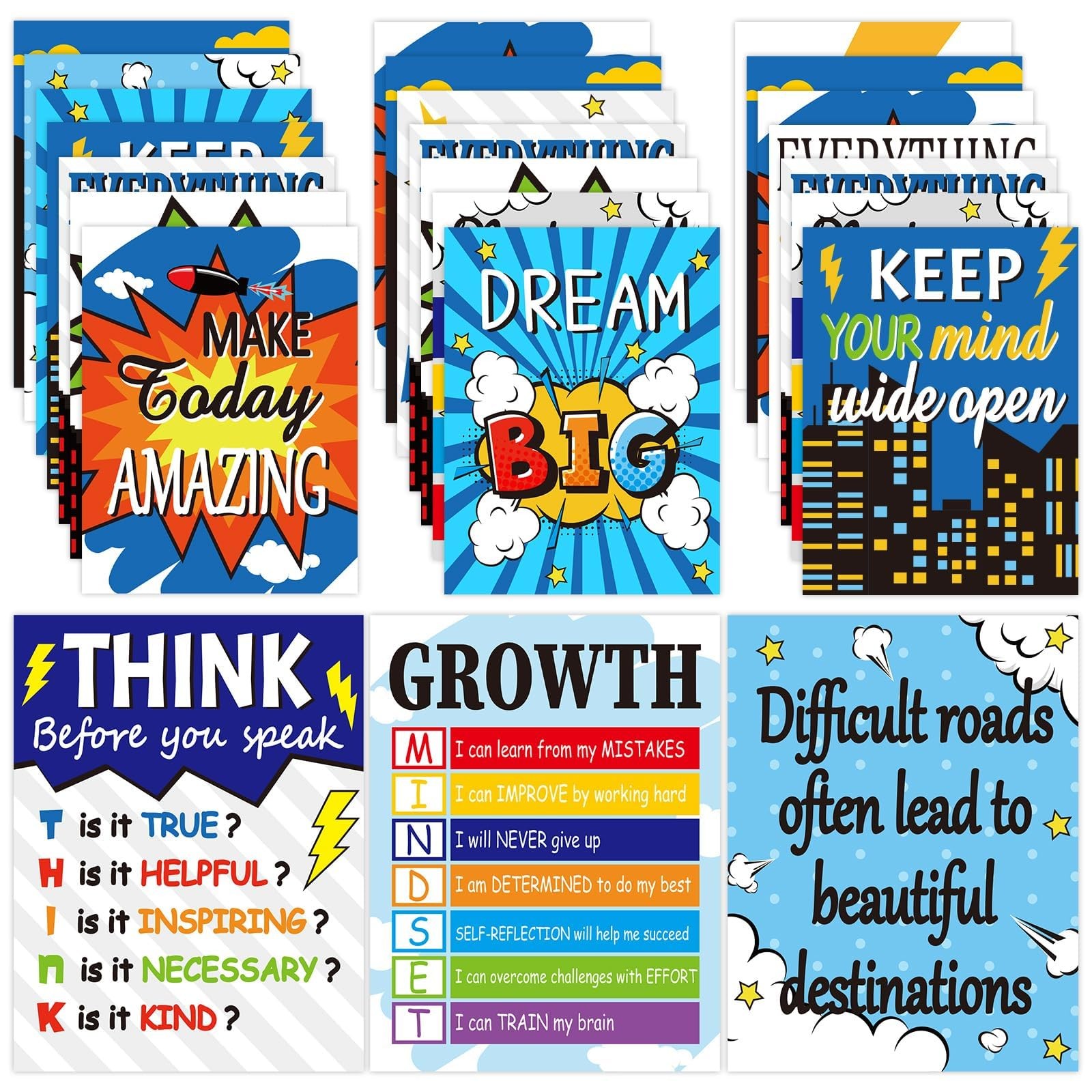 12pcs Super Theme Hero Inspirational Quote Posters Hero Theme Classroom Decor...