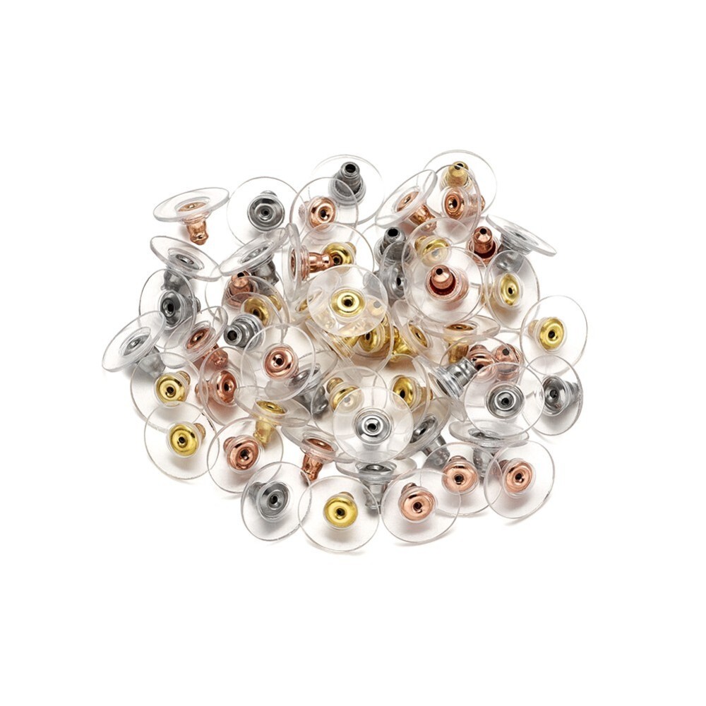 20 pcs 304 Stainless Steel Earring Back Nuts Stoppers – 12mm x 6mm - Assortment