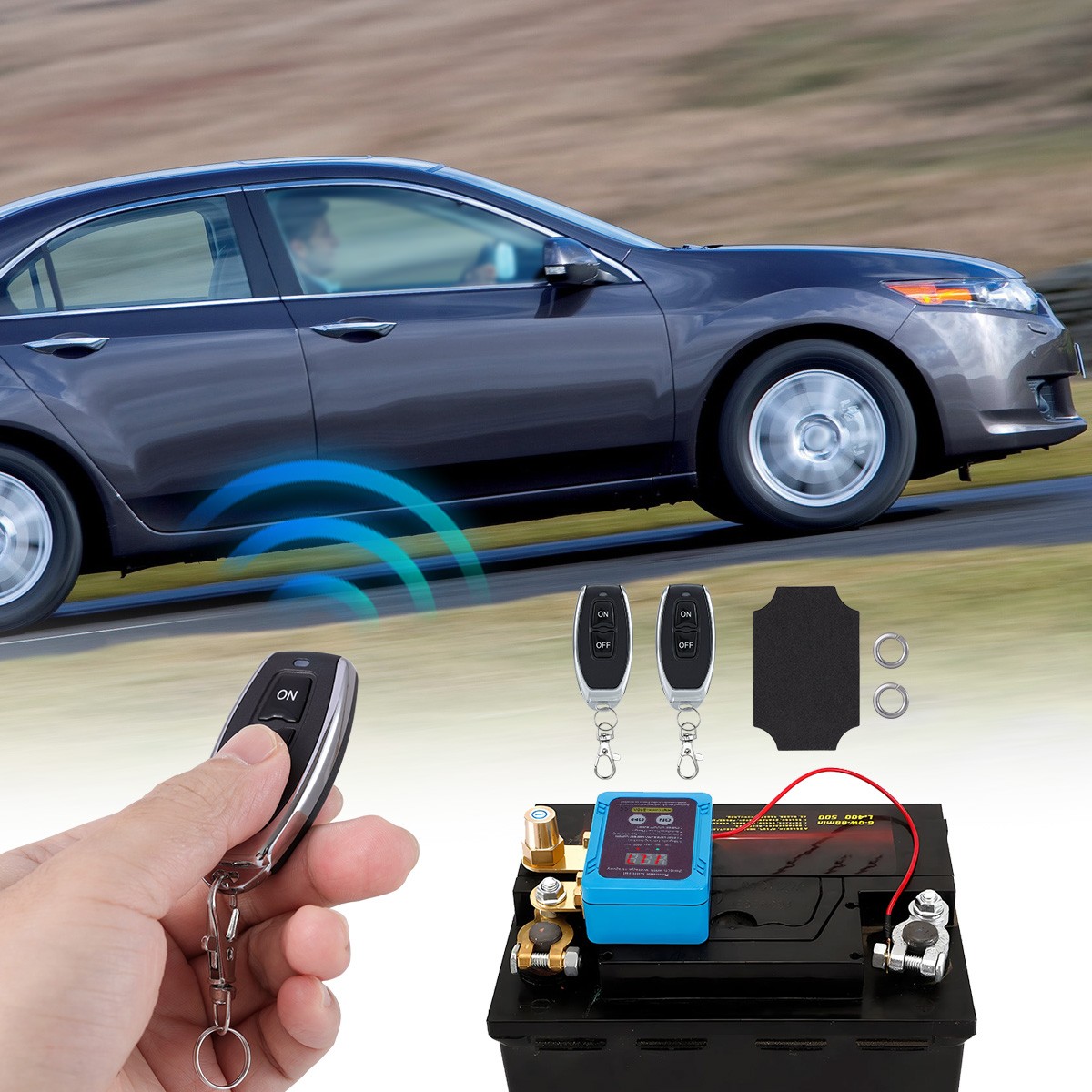 12V 240A Remote Battery Disconnect Switch Car Kill Switch w/LED Voltage Display