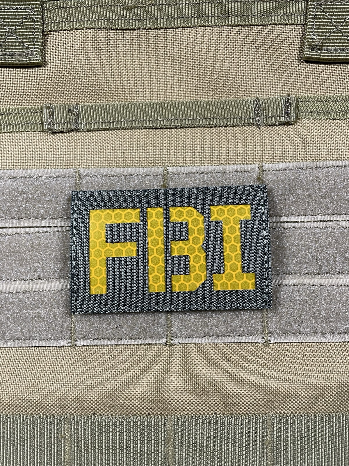 FBI IR infrared Reflective Tactical patch with Hook Loop Backing Green