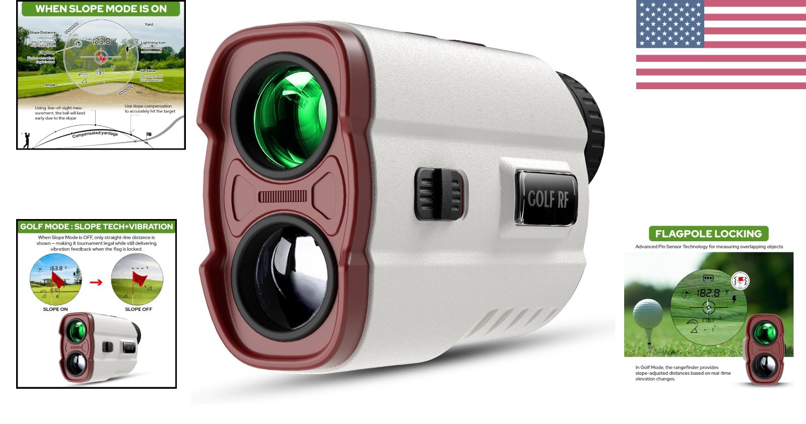 Complete 1200 Yard Golf Rangefinder Set with Case - Slope Mode and Accessories