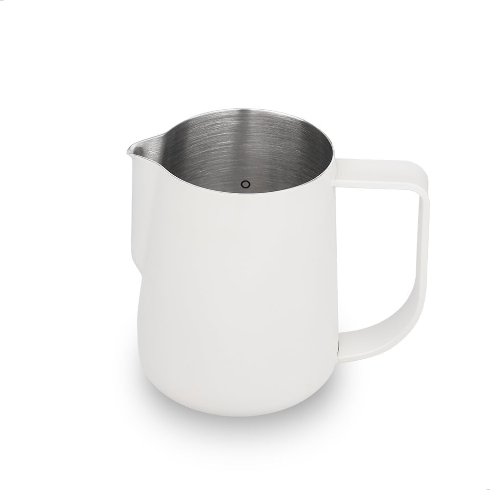 White Milk Frothing Pitcher 250ml/8oz Stainless Steel Espresso Steaming Jug