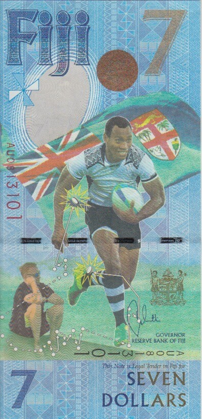 FIJI  P.120  7 DOLLARS RUGBY CHAMPIONS  UNCIRCULATED  LOW SHIPPING  WE COMBINE