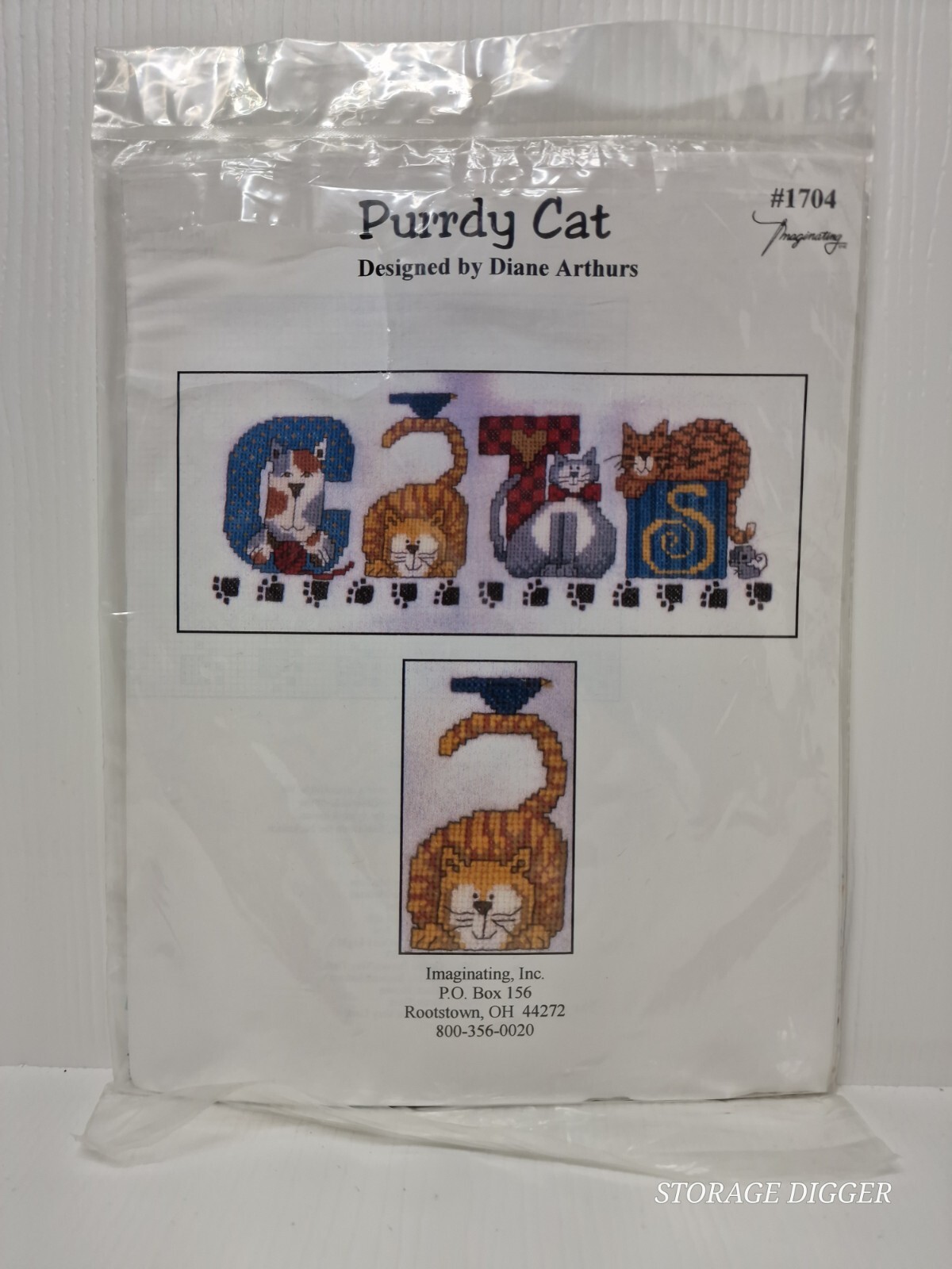 VTG NEW 2003 Imaginating Purrdy Cat by Diane Arthurs Cross Stitch Pattern # 1704