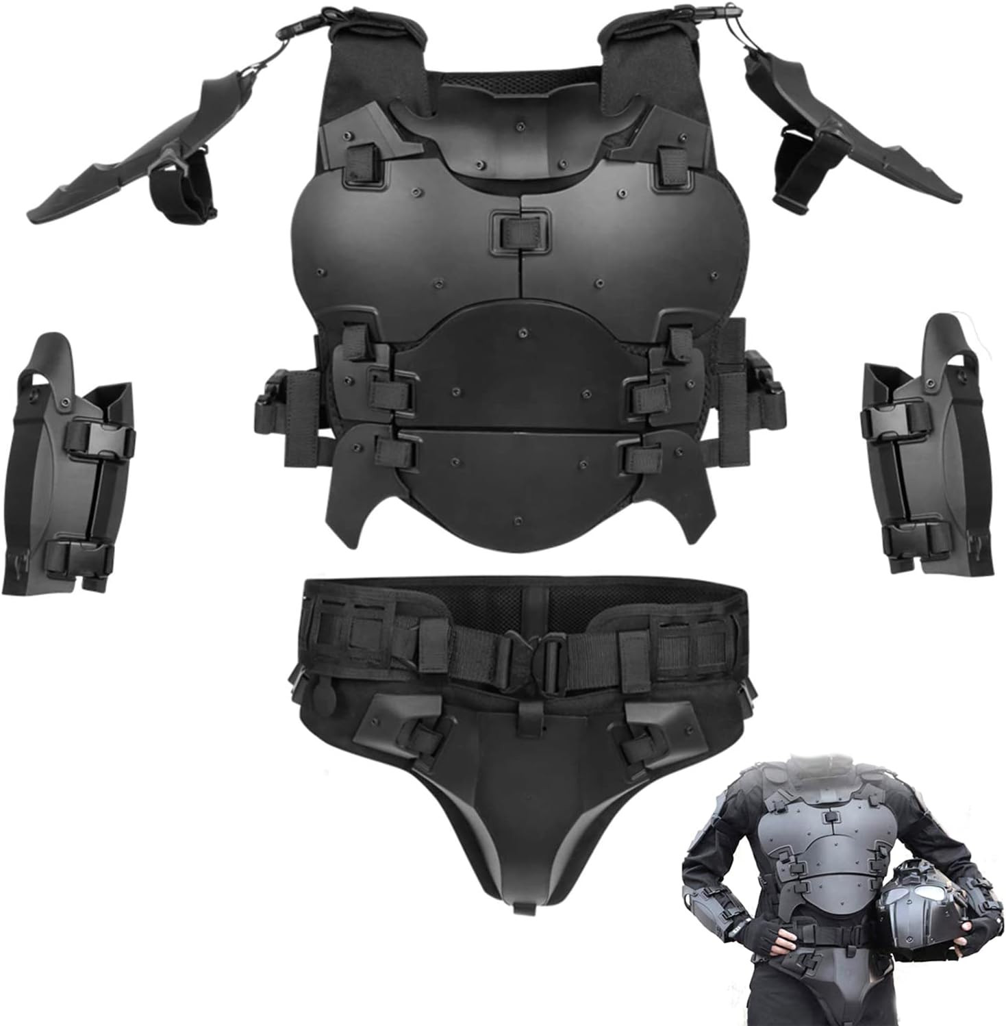 Airsoft Vest Armor Vests Adjustable Tactical Molle Chest Protector Set Paintb...