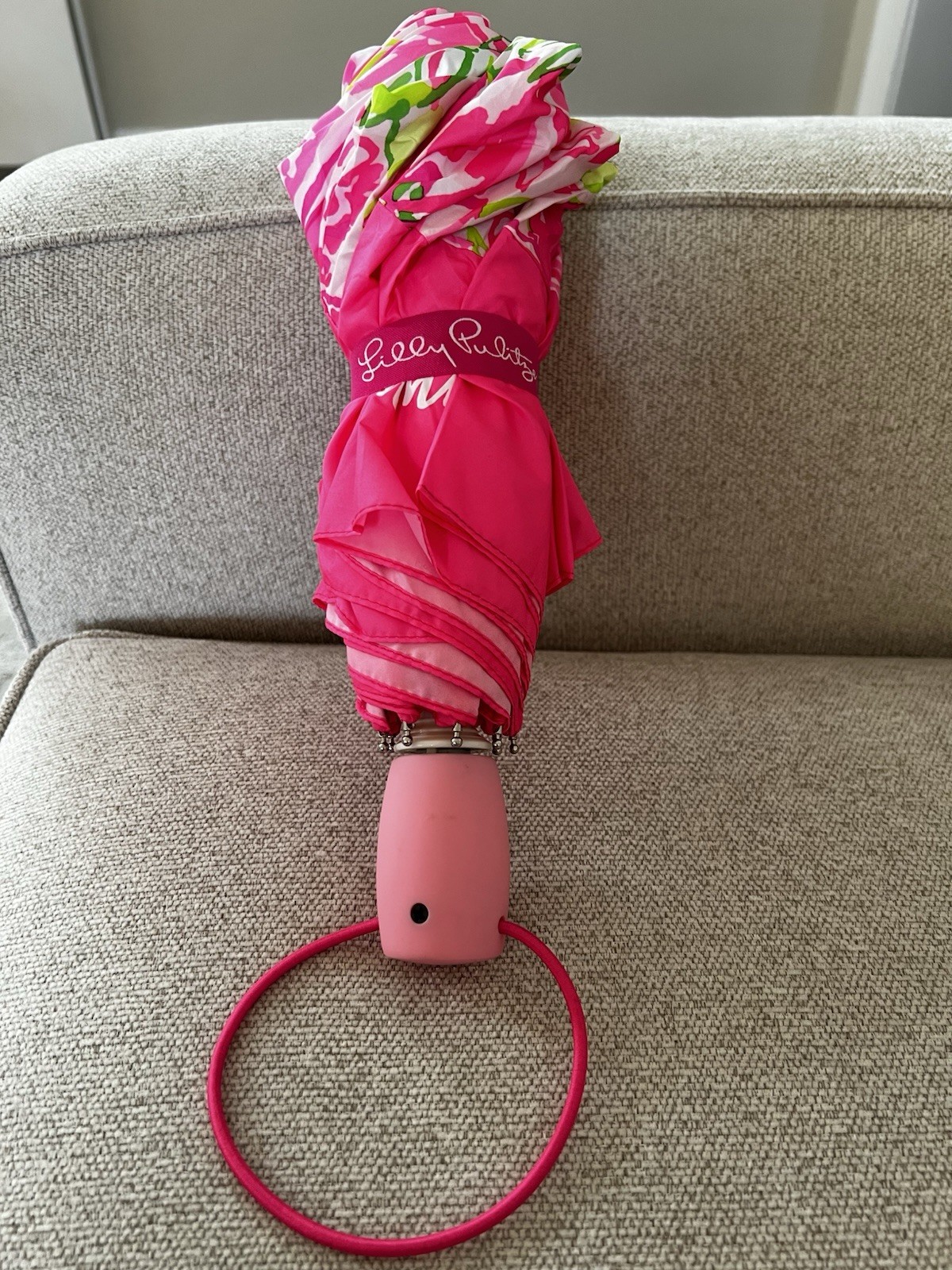 Lilly Pulitzer Folding Travel Umbrella Automatic Open