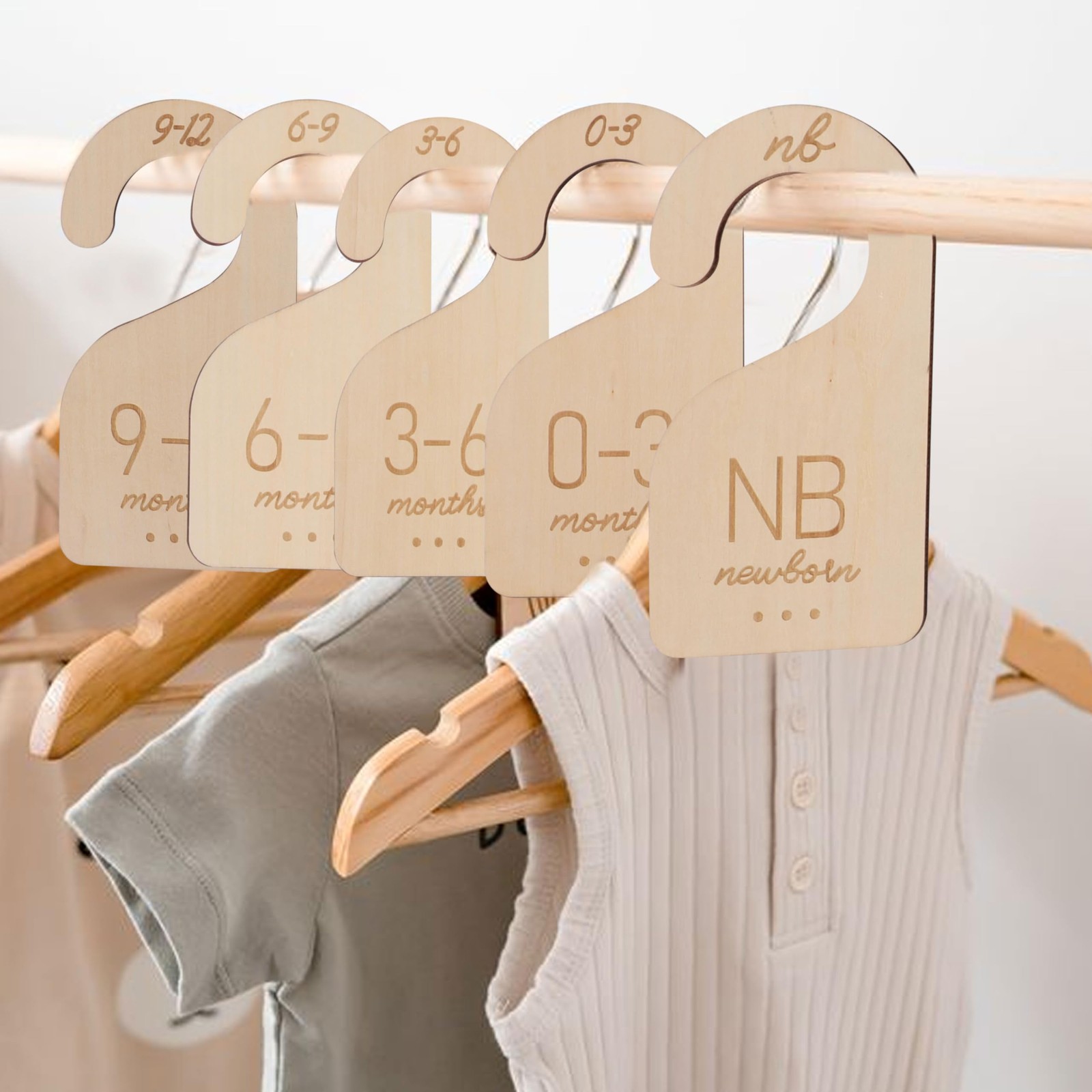 Baby Closet Dividers Wooden  Clothes Size Markers for Babies,Organize Babies ...