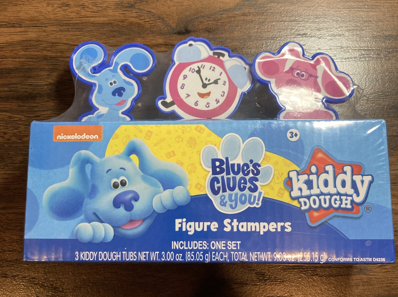 Nickelodeon Blues Clues Kiddy Dough Set 3 Tubs & 3 Figure Stampers Sealed NEW