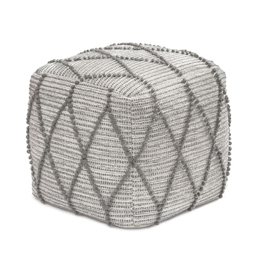 Pouf Ottoman Foot Rest, Handmade Ottoman Pouf, Comfortable Foot Warm Gray