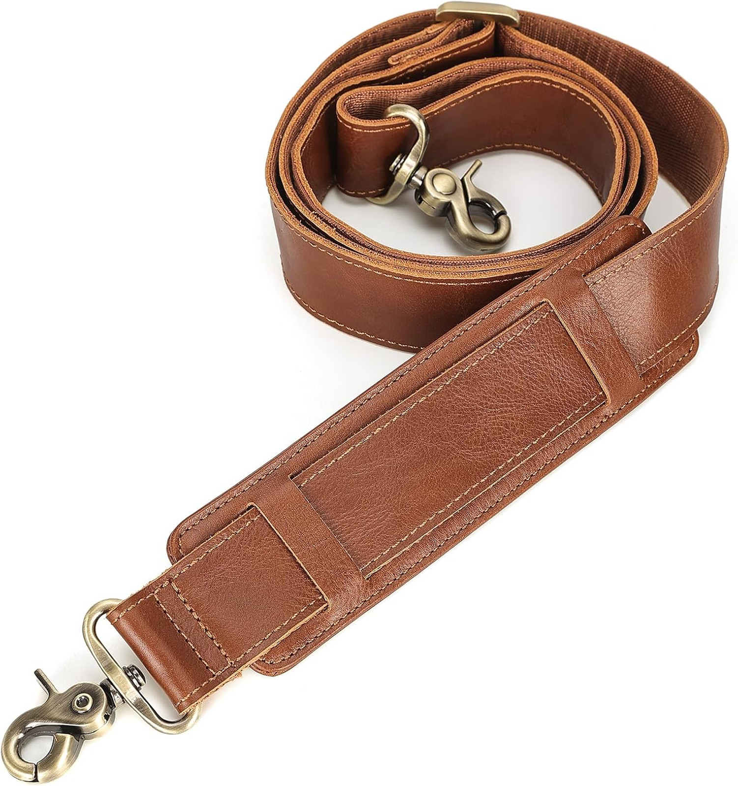 Leather Shoulder Strap with Metal Hooks Adjustable Replacement Bag Strap for