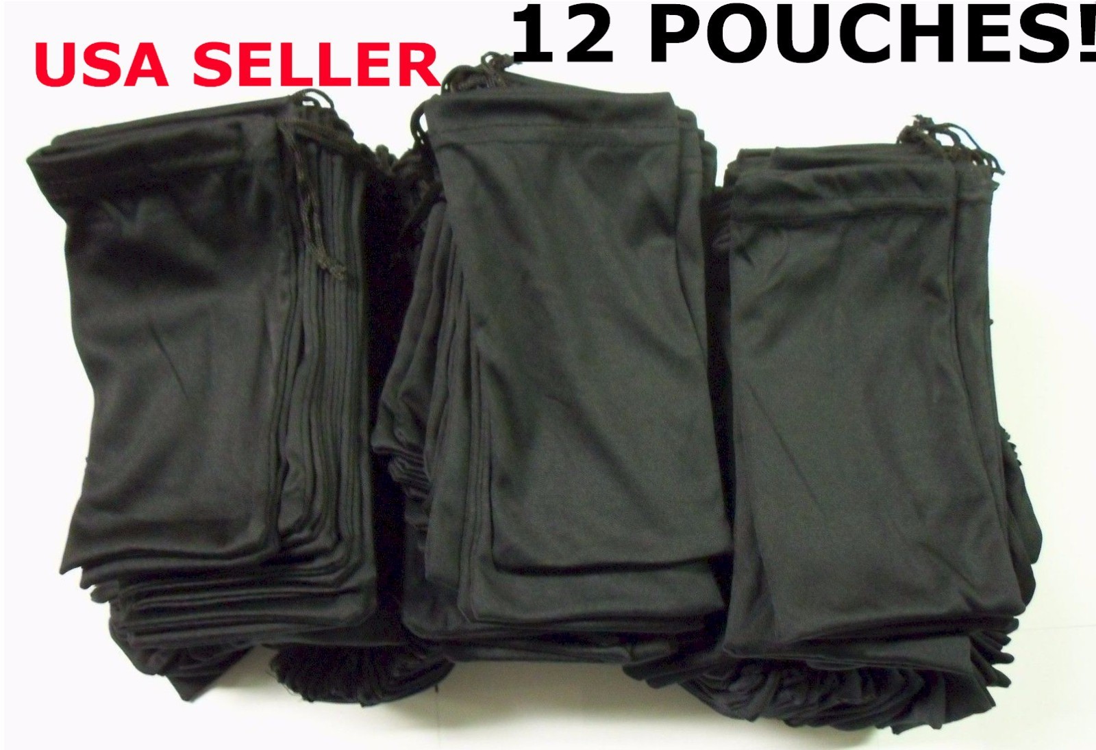 12 Black Micro Fiber Sunglasses Sunglass Carrying Pouch Case Bag Storage Sleeve