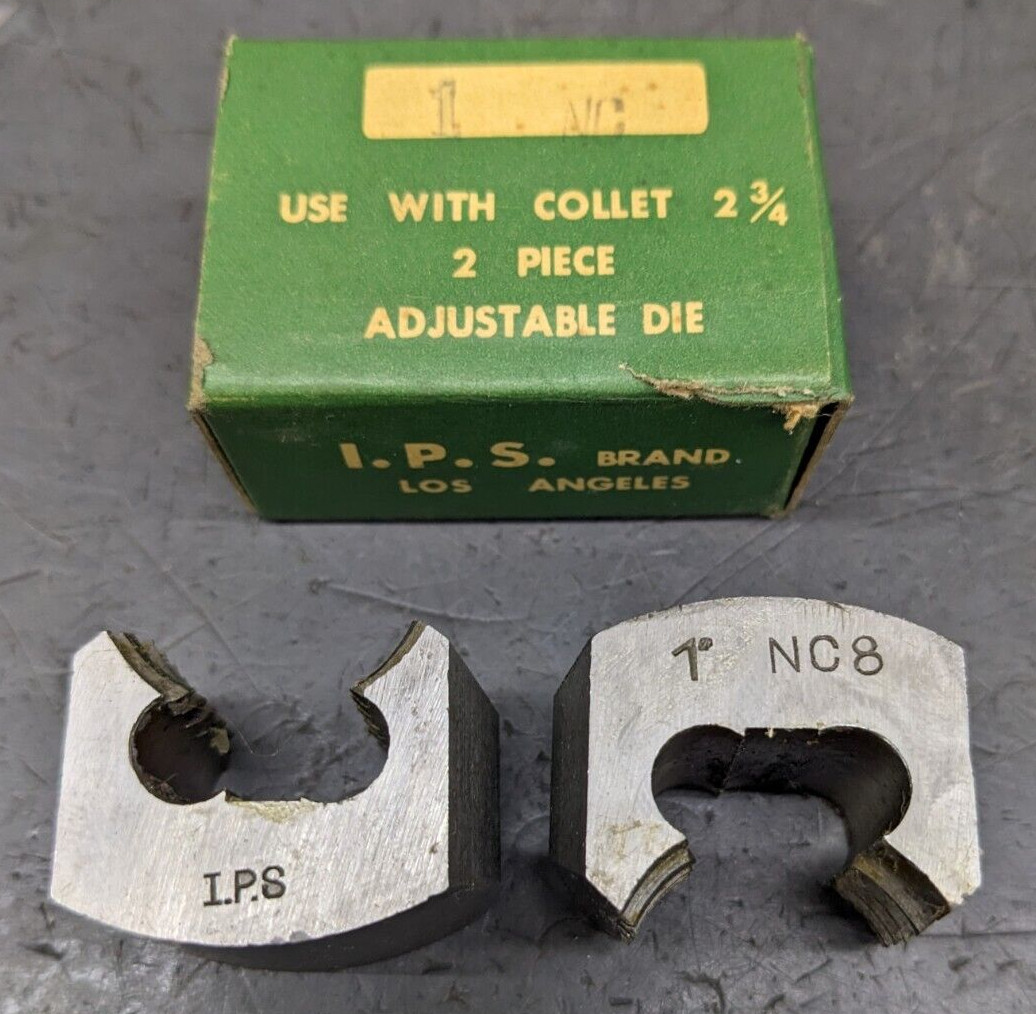 2 I.P.S. Adjustable Dies 1"-8 NC Right Hand RH "D" USA - IPS